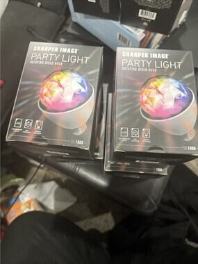 Lot Of 2 Sharper Image Party Light Rotating Disco Sil 1800